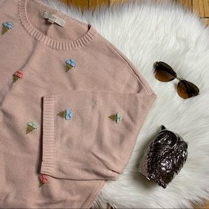 LOFT Pink 3D Ice Cream Summer Sweater
